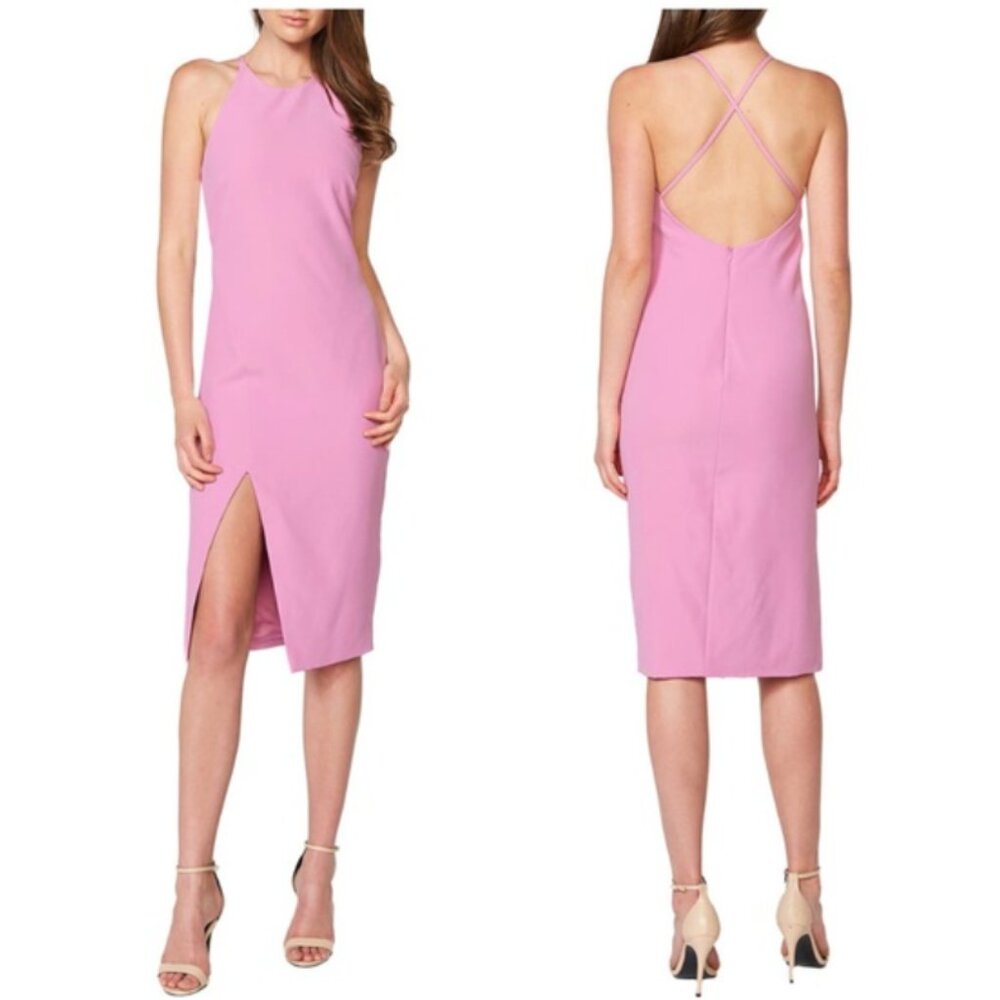 Bardot Vera Open Back Pink Strappy Halter Dress 8